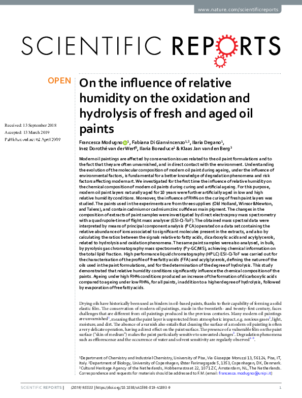 (PDF) On the influence of relative humidity on the oxidation and ...