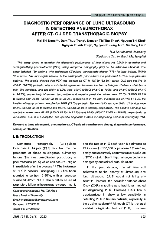 (PDF) Diagnostic performance of lung ultrasound in detecting ...