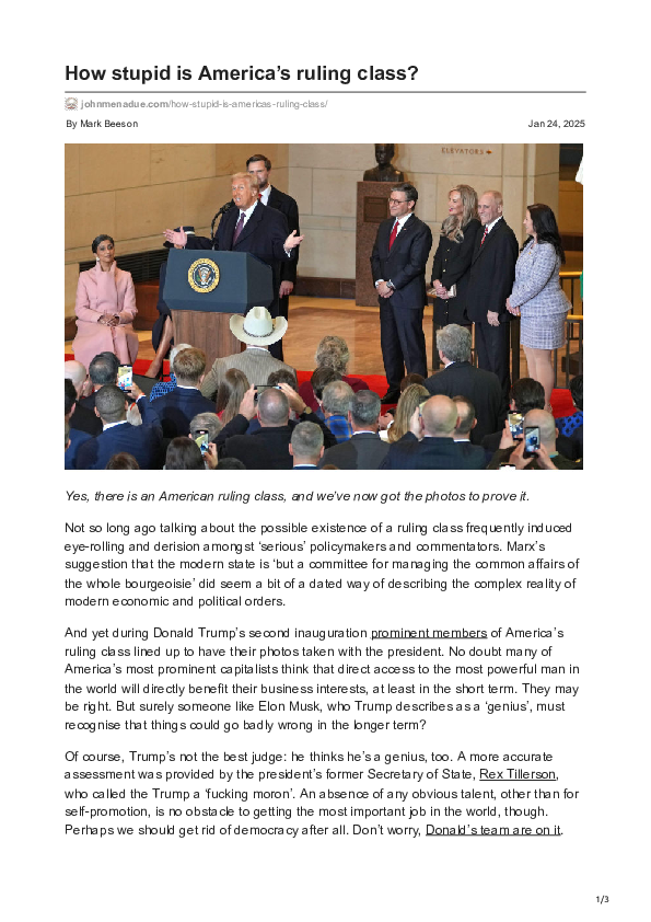 (PDF) How stupid is America's ruling class?