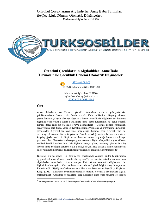 (PDF) The Relationship Between Perceived Parental Attitudes and ...