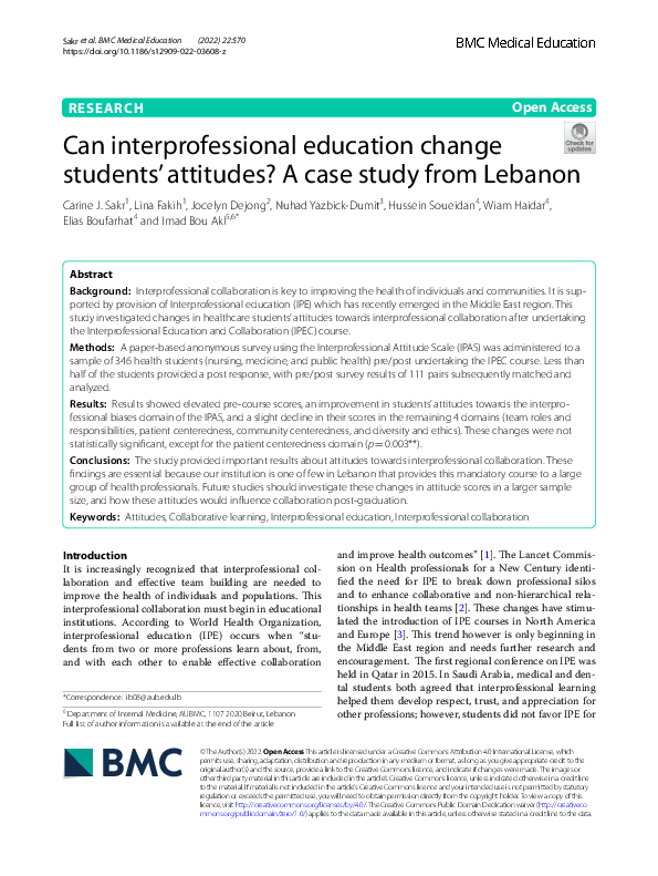 (PDF) Can interprofessional education change students’ attitudes? A ...