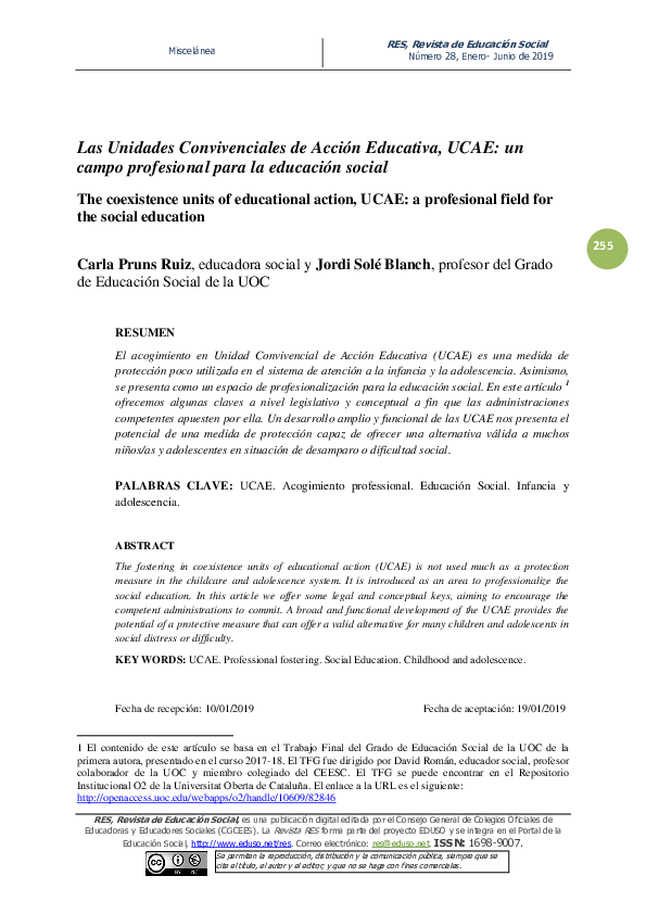 (PDF) Las Unidades convivenciales de acción educativa, UCAE: un campo ...