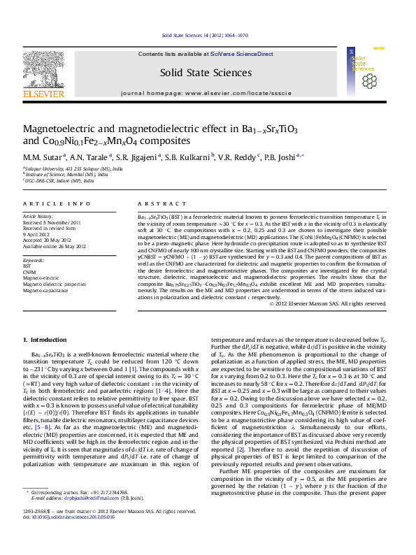 (PDF) Magnetoelectric and magnetodielectric effect in CFMO-PBT ...