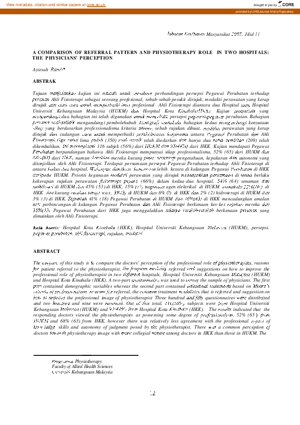 (PDF) A comparison of referral pattern and physiotherapy role in two ...