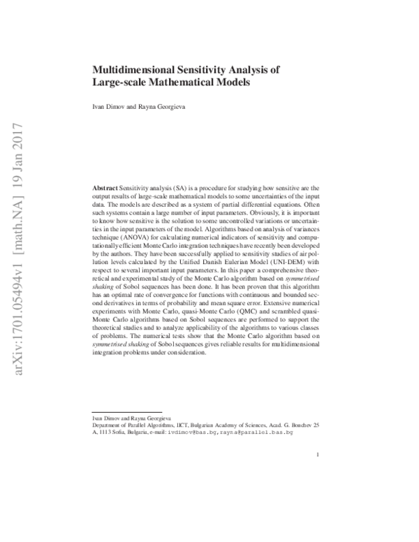 (PDF) Multidimensional Sensitivity Analysis of Large-scale Mathematical ...