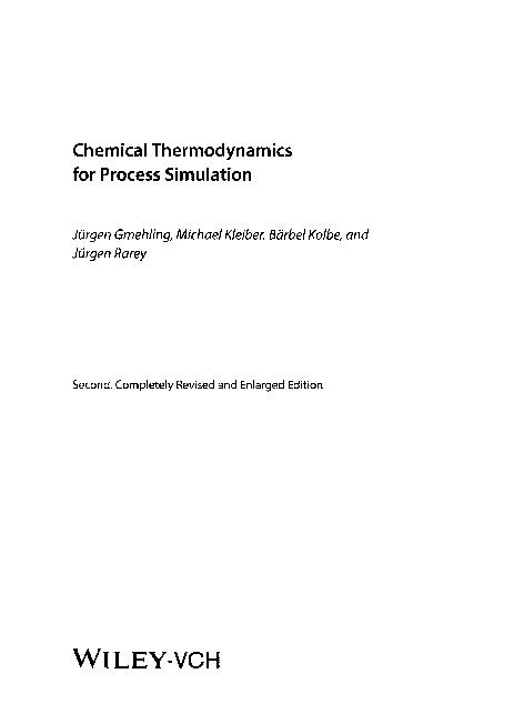 CHEMICAL THERMODYNAMICS FOR PROCESS SIMULATION PDF visual data 8