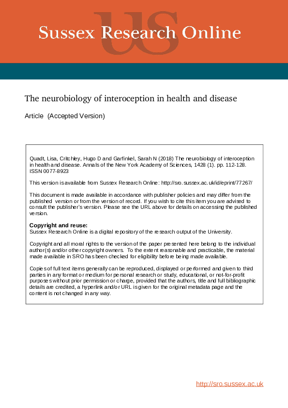(PDF) The neurobiology of interoception in health and disease