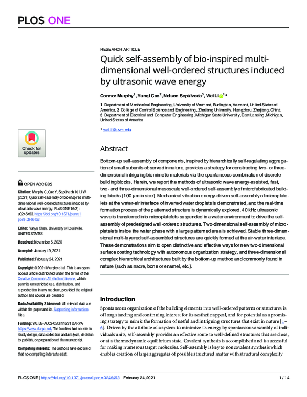 (PDF) Quick self-assembly of bio-inspired multidimensional well-ordered ...