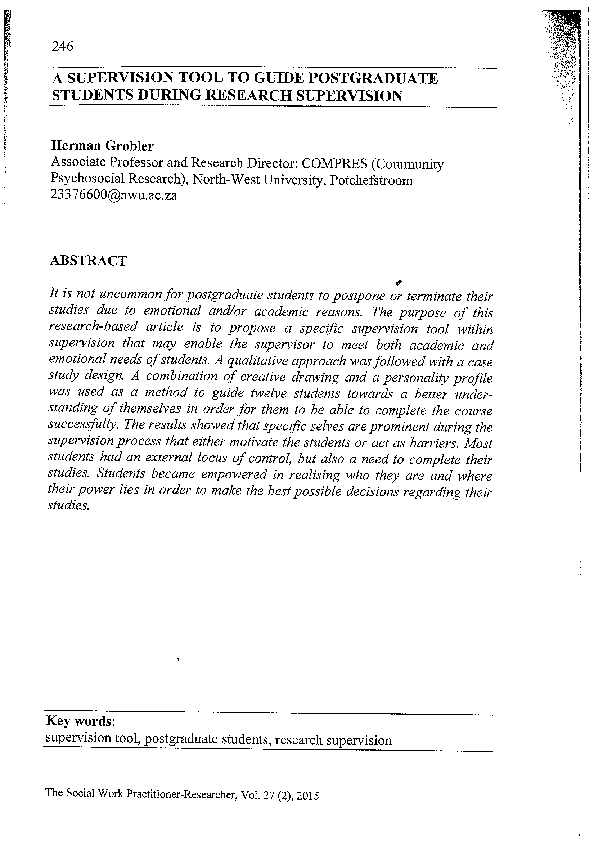(PDF) A Supervision Tool to Guide Postgraduate Students Druring ...