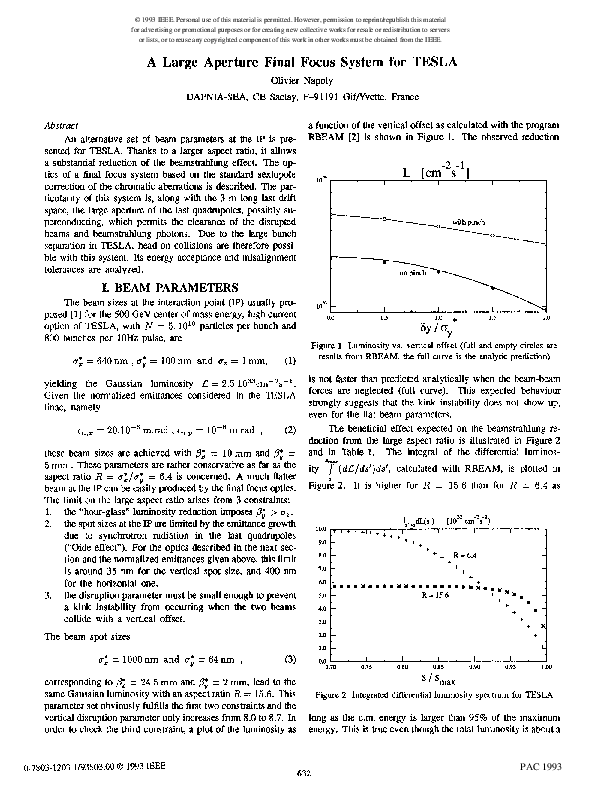 (PDF) A large aperture final focus system for TESLA