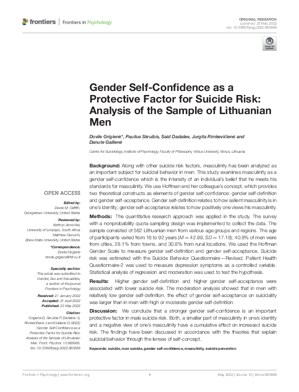 (PDF) Gender Self-Confidence as a Protective Factor for Suicide Risk ...