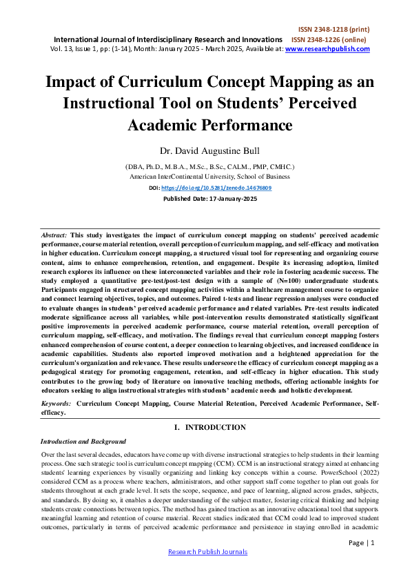 (PDF) Impact of Curriculum Concept Mapping as an Instructional Tool on ...