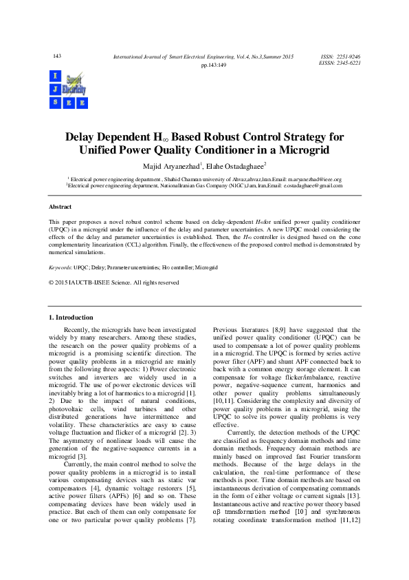 (PDF) Delay dependent H∞ based robust control strategy for unified ...
