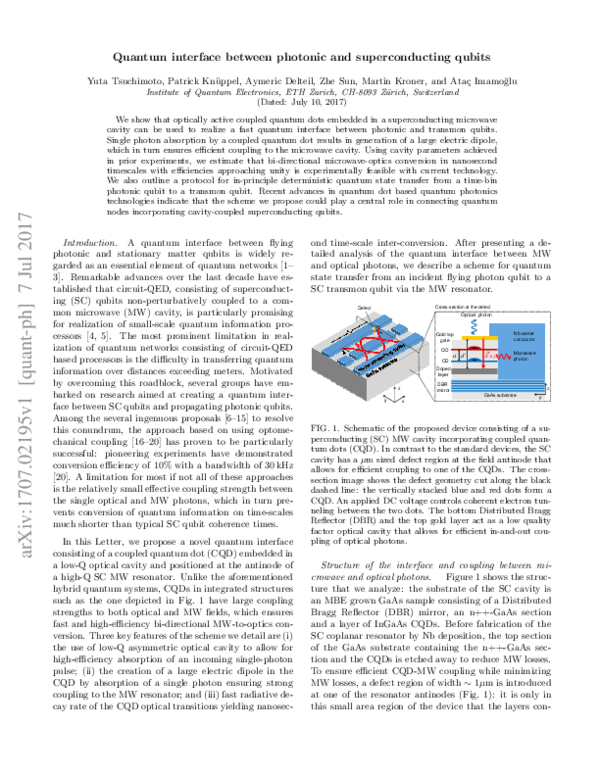 (PDF) Proposal for a quantum interface between photonic and ...