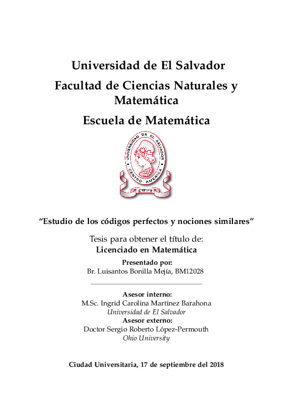 (PDF) Estudio de los códigos perfectos y nociones similares