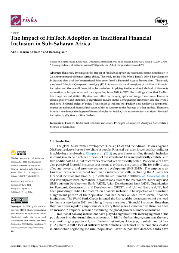 (PDF) The Impact of FinTech Adoption on Traditional Financial Inclusion ...