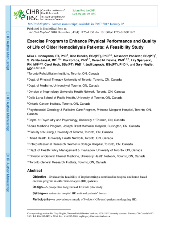 (PDF) Exercise program to enhance physical performance and quality of ...