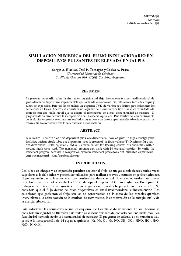 (PDF) Simulación Numérica del Flujo Inestacionario en Dispositivos ...