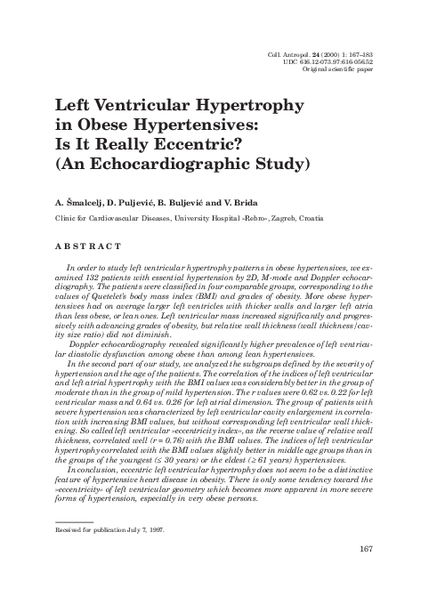 (PDF) Left ventricular hypertrophy in obese hypertensives: is it really ...