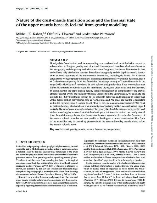 (PDF) Nature of the crust-mantle transition zone and the thermal state ...