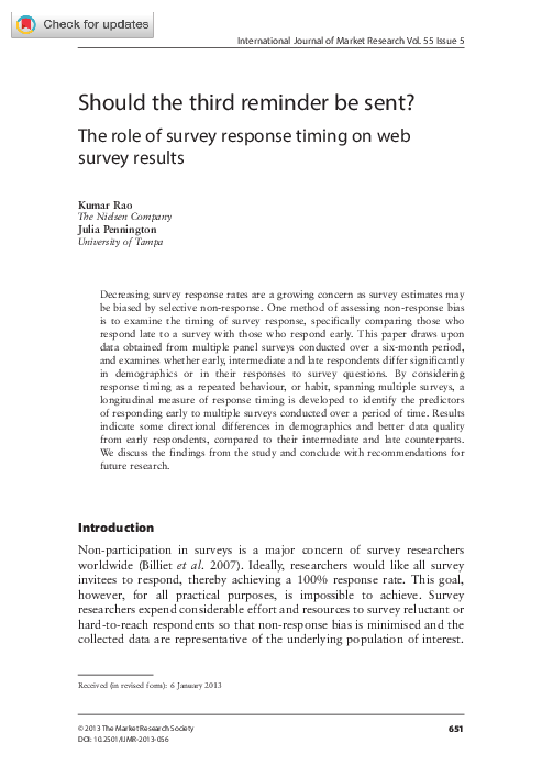 (PDF) Should the Third Reminder be Sent? The Role of Survey Response ...