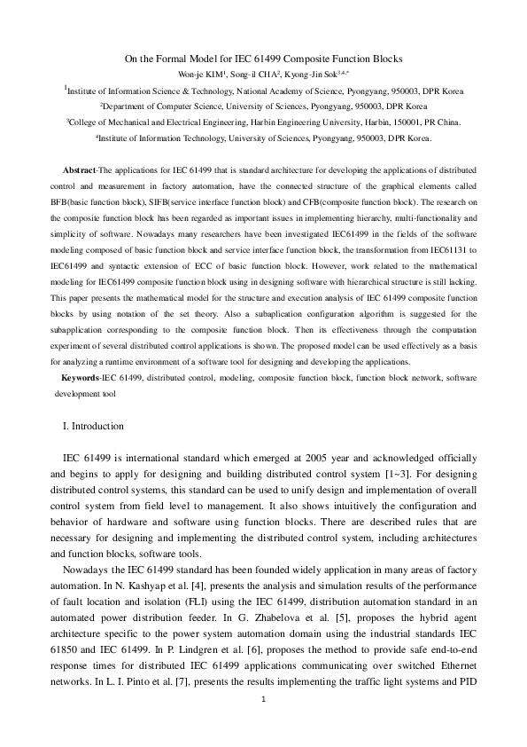 (PDF) On the Formal Model for Iec 61499 Composite Function Blocks