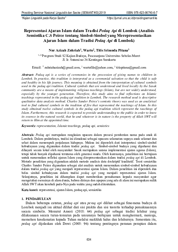 (PDF) Representasi Ajaran Islam dalam Tradisi Pedaq Api di Lombok ...
