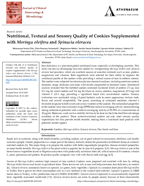 (PDF) Nutritional, Textural and Sensory Quality of Cookies Supplemented ...