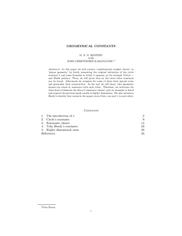 (PDF) Geometrical Constants