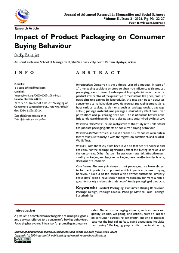 (PDF) Impact of Product Packaging on Consumer Buying Behaviour