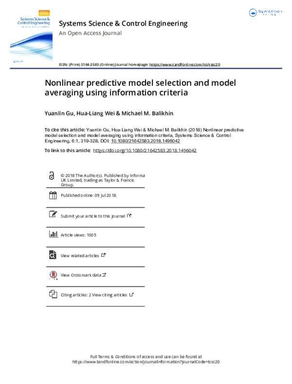 (PDF) Nonlinear predictive model selection and model averaging using ...