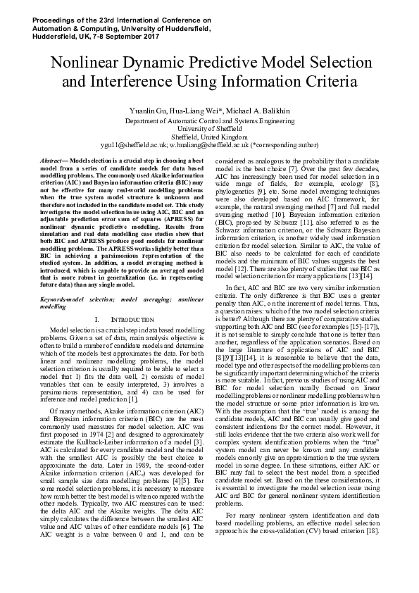 (PDF) Nonlinear dynamic predictive model selection and interference ...