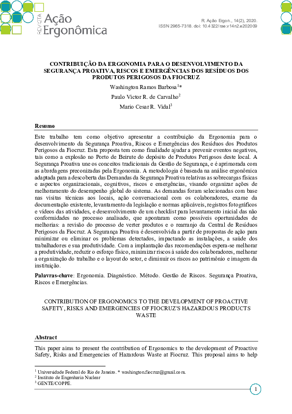 (PDF) Contribution of Ergonomics to the Development of Proactive Safety ...