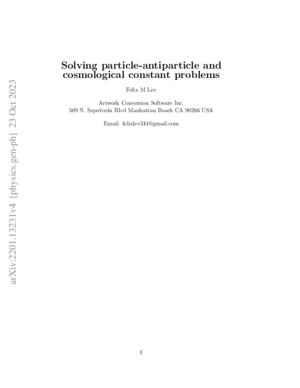 (PDF) The Problem of Particle-Antiparticle in Particle Theory
