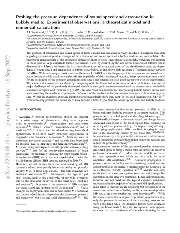 (PDF) Probing the pressure dependence of sound speed and attenuation in ...