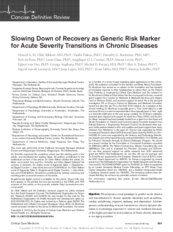 (PDF) Slowing Down of Recovery as Generic Risk Marker for Acute ...