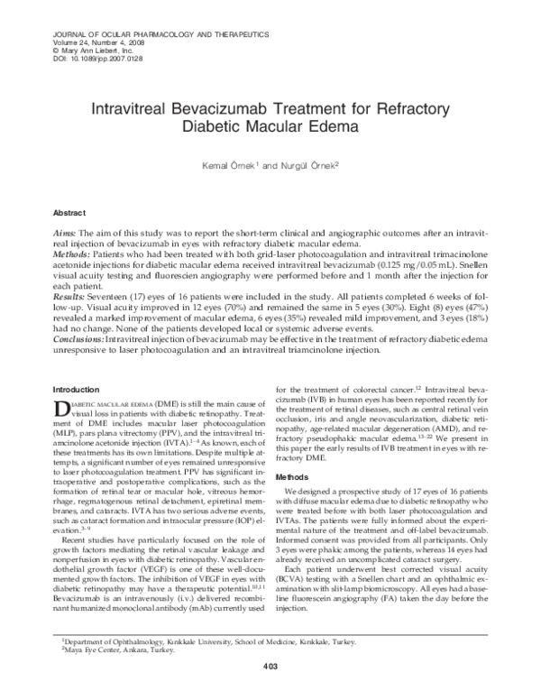 (PDF) Intravitreal Bevacizumab Treatment for Refractory Diabetic ...