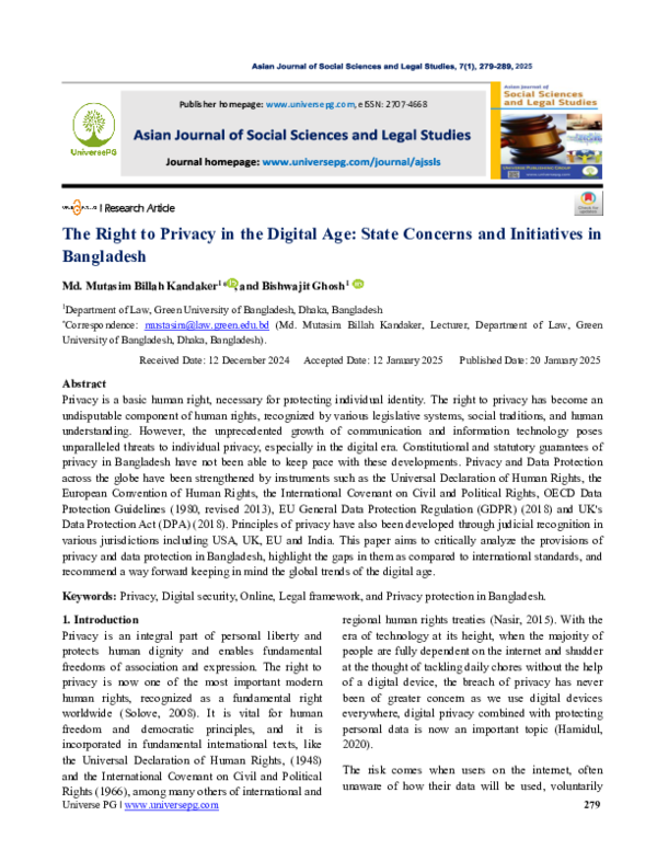 (PDF) The Right to Privacy in the Digital Age: State Concerns and ...