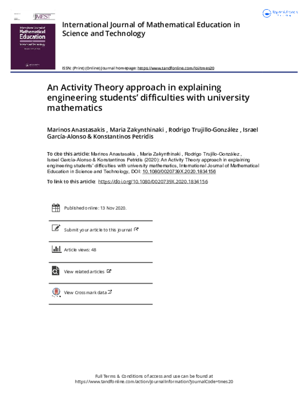 (PDF) An Activity Theory approach in explaining engineering students ...