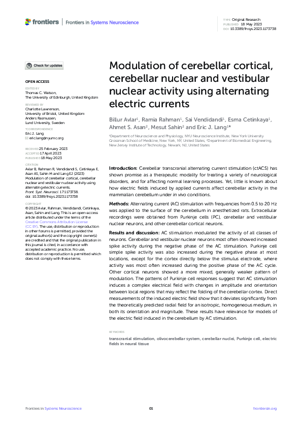 (PDF) Modulation of cerebellar cortical, cerebellar nuclear and ...