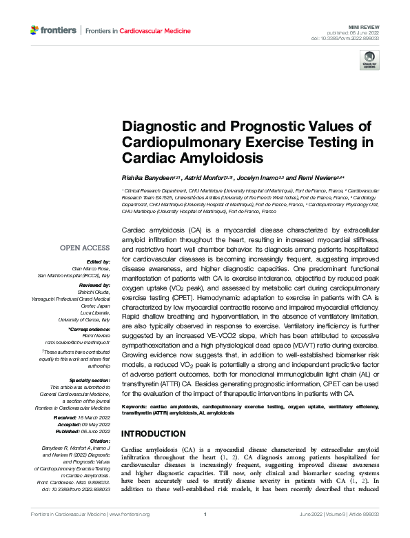 (PDF) Diagnostic and Prognostic Values of Cardiopulmonary Exercise ...