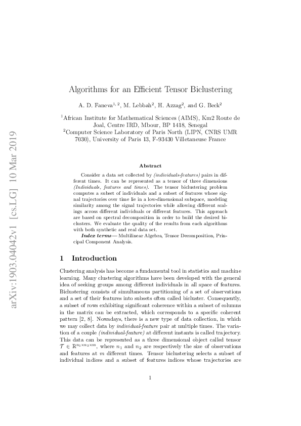 (PDF) Algorithms for an Efficient Tensor Biclustering