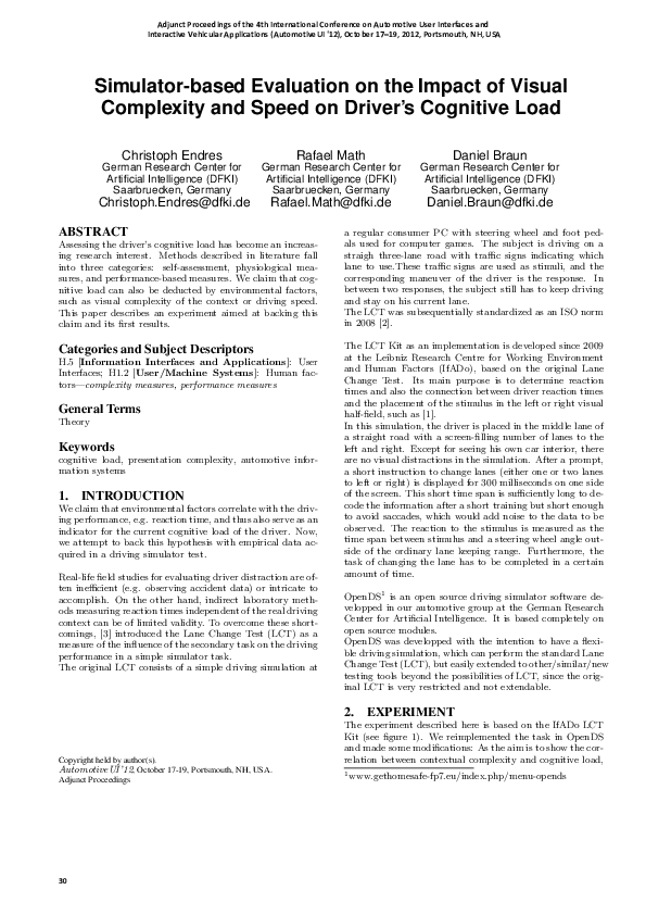 (PDF) Simulator-based Evaluation on the Impact of Visual Complexity and ...