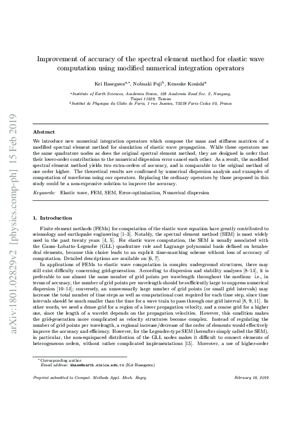 (PDF) Improvement of accuracy of the spectral element method for ...