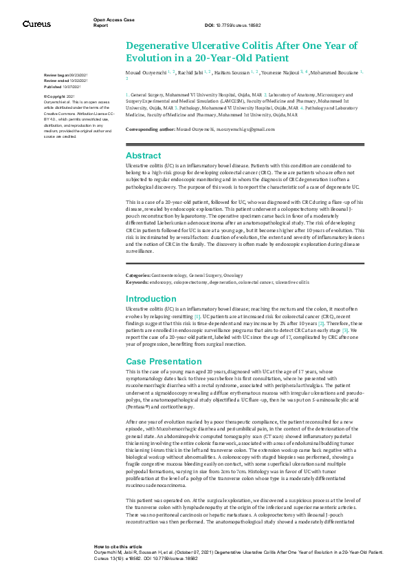 (PDF) Degenerative Ulcerative Colitis After One Year of Evolution in a ...