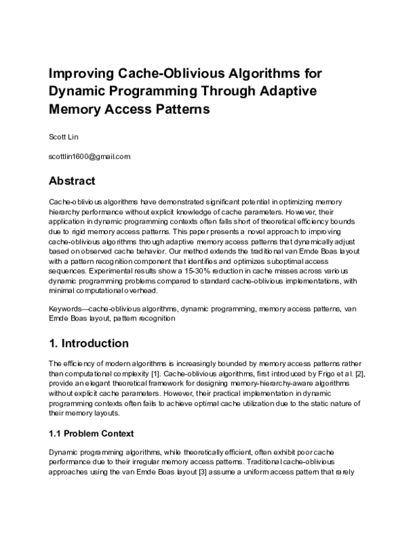 (PDF) Improving Cache-Oblivious Algorithms for Dynamic Programming ...
