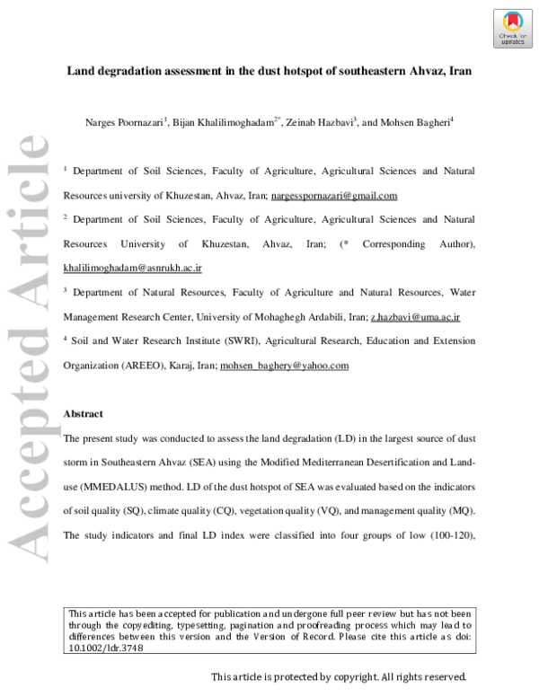 (PDF) Land degradation assessment in the dust hotspot of Southeastern ...
