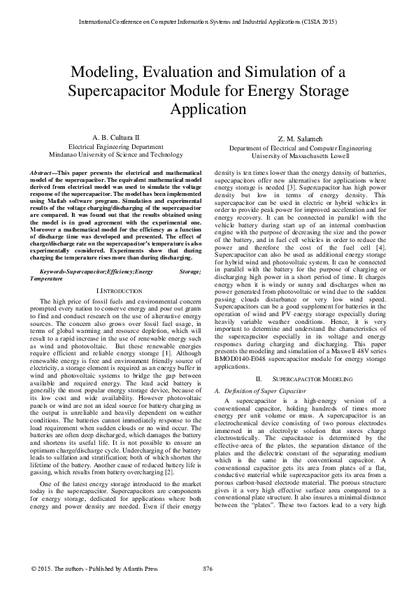 Pdf Modeling Evaluation And Simulation Of A Supercapacitor Module
