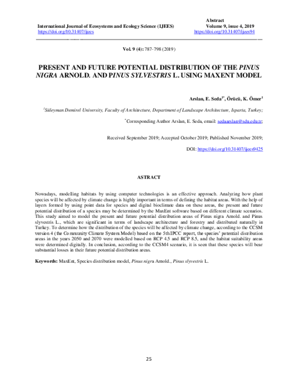 (PDF) Present and Future Potential Distribution of the Pinus Nigra ...