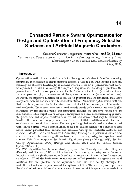(PDF) Enhanced Particle Swarm Optimization for Design and Optimization ...